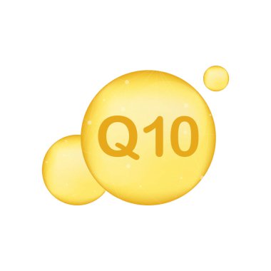 Koenzim Q10. Altın vektör petrol simgesi. Enzim damla hap kapsül. Vektör çizim.