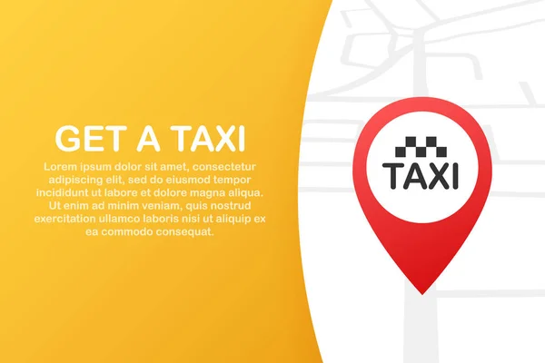 택시를 얻을. 택시 배너입니다. 온라인 모바일 응용 프로그램 순서 택시 서비스 가로 그림입니다. 벡터 일러스트 레이 션. — 스톡 벡터