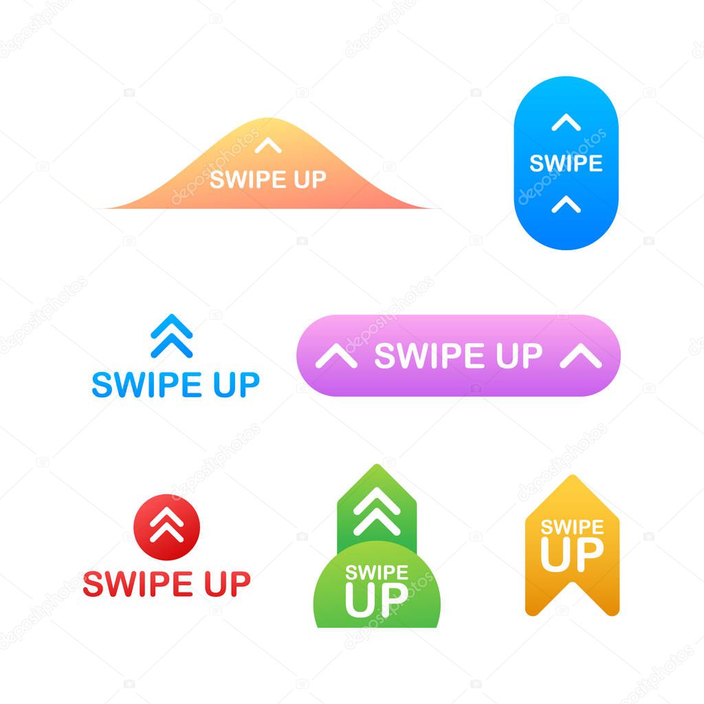 Swipe up icon set isolated on background for stories design. Vector illustration.