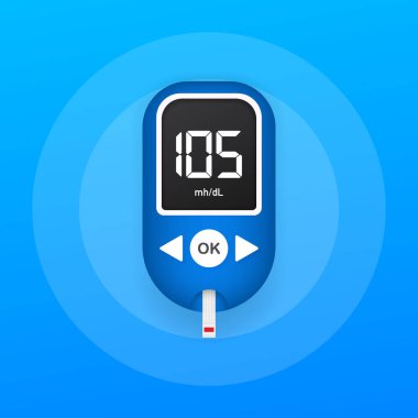 Kan glikoz metre seviyesi testi. Diyabet Şeker Ölçüm. Soyut kavram grafik web başlık öğesi. Vektör çizim.