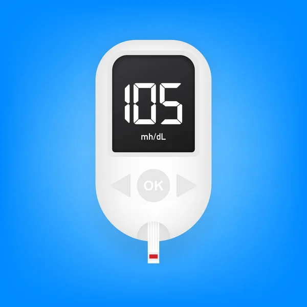 Bloed glucose meter niveautest. Diabetes glucometer. Abstract begrip grafische web banner element. Vectorillustratie. — Stockvector