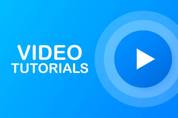 Video tutorials Gomb, ikon, embléma, címke. Vektorillusztráció — Stock Vector