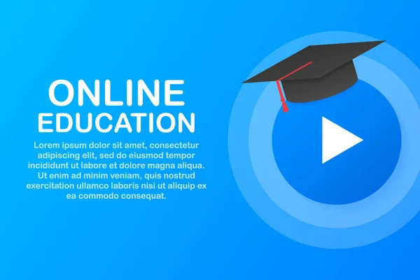 Concetto di educazione online banner. Corsi di formazione online. Tutorial, e-learning. Illustrazione vettoriale. — Vettoriale Stock