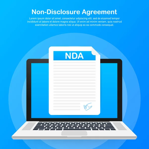 Signing NDA. Non disclosure agreement document. Vector illustration.