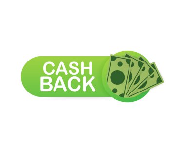 Nakit beyaz arka plan üzerinde izole simgesini geri. Nakit geri veya para iadesi etiket. Vektör çizim.