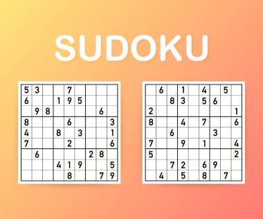 Sudoku Bulmaca oyunu. Numaraları ile vektör sudoku bulmaca oyunu. Vektör çizim.