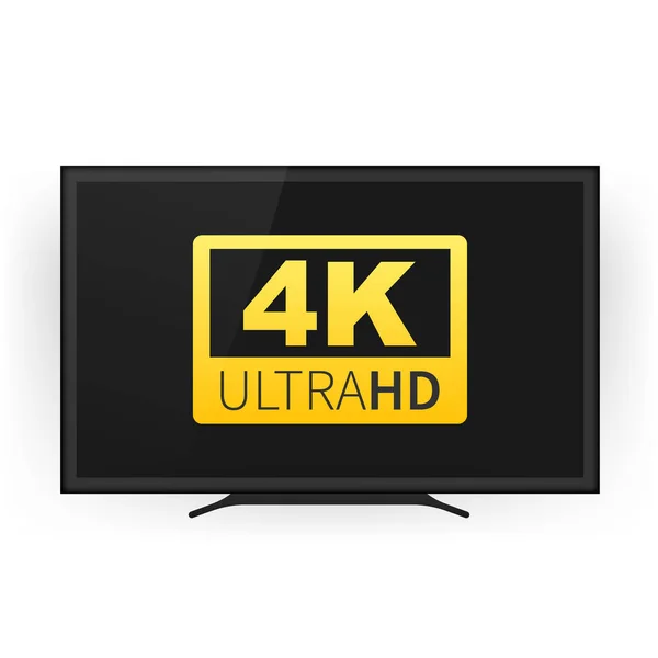 Tv s 4 k Ultra Hd video technologie. Rozlišení obrazovky 4 k Smart Tv. Ultra Hd Monitor. Vektorové ilustrace. — Stockový vektor