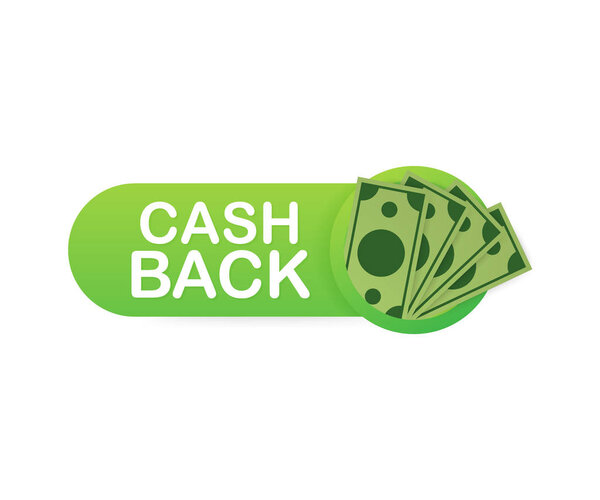 Иконка возврата наличных выделена на белом фоне. Возврат наличных или наклейка возврата денег. Векторная иллюстрация
.