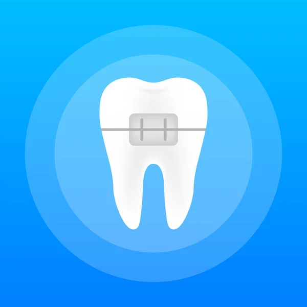 Correção dos dentes com aparelho ortodôntico. Estágios de alinhamento dos dentes. Serviços de clínica dentária. Ilustração vetorial . — Vetor de Stock