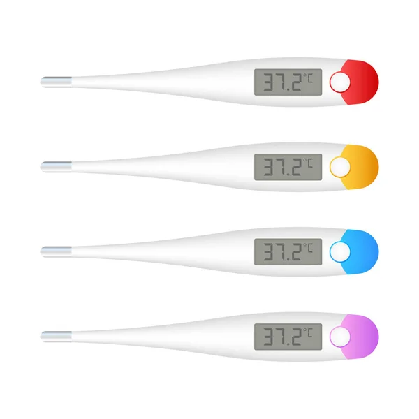 Medische thermometer. Thermometer op een witte achtergrond. Digitale thermometer. Vectorillustratie. — Stockvector