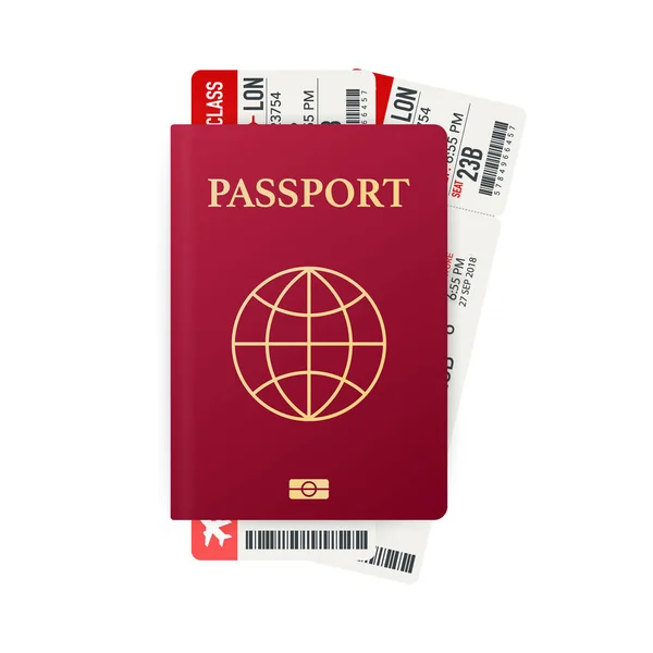 Паспорт з квитками. Концепція авіаперевезень. Плоский дизайн посвідчення громадянства для мандрівників ізольовано. Векторні ілюстрації . — стоковий вектор