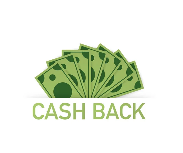 Icona Cash back isolata su sfondo bianco. Rimborso in contanti o etichetta di rimborso. Illustrazione vettoriale . — Vettoriale Stock