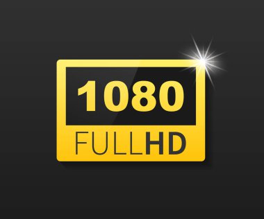 1080 full Hd etiketi. Yüksek teknoloji. Led televizyon göstermek. Vektör çizim.