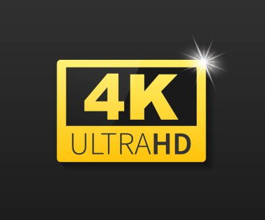 4K Ultra HD etiketi. Yüksek teknoloji. LED televizyon ekranı. Vektör illüstrasyonu.