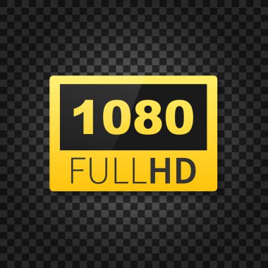 1080 full Hd etiketi. Yüksek teknoloji. Led televizyon göstermek. Vektör çizim.