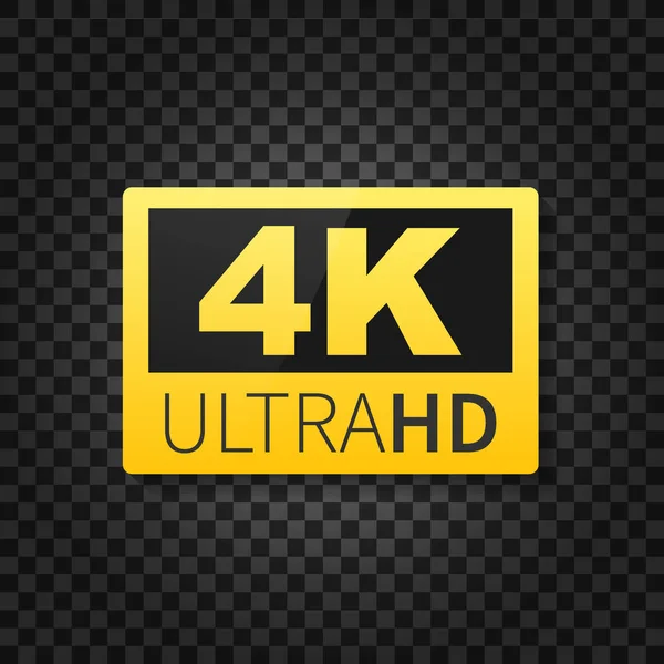 Etiqueta 4K Ultra HD. Alta tecnologia. Display de televisão LED. Ilustração vetorial. —  Vetores de Stock
