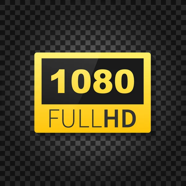 1080 Full-HD-Etikett. Hochtechnologie. LED-Fernsehanzeige. Vektorillustration. — Stockvektor
