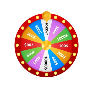 3D servet rulet. Oyun için servet tekerlek ve jackpotu kazanın. Online casino kavramı. Internet casino pazarlama. Vektör çizim.