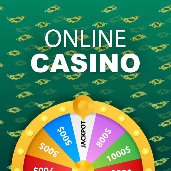 Ruleta 3d fortuna. Rueda de la fortuna para el juego y ganar el premio mayor. Concepto de casino en línea. Marketing de casino en Internet . — Archivo Imágenes Vectoriales