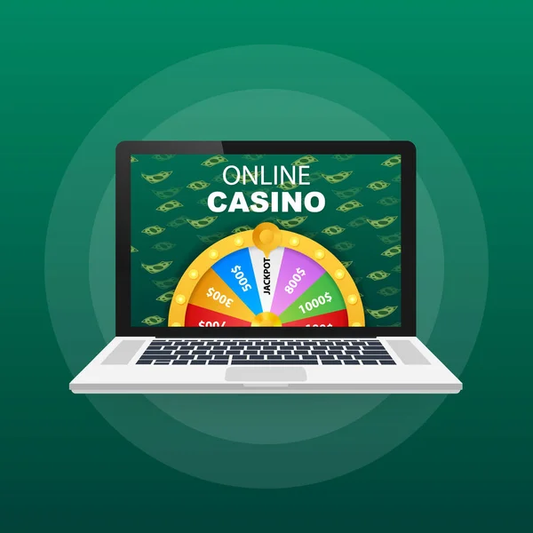 Ruleta 3d fortuna. Rueda de la fortuna para el juego y ganar el premio mayor. Concepto de casino en línea. Marketing de casino en Internet . — Archivo Imágenes Vectoriales