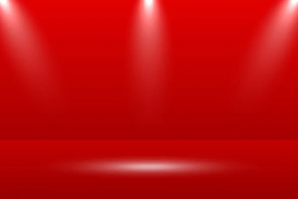 Empty vivid red color studio table room background. Banner for advertise product on website. Vector illustration.