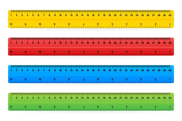 木尺子30厘米与阴影查出在白色。测量工具。学校用品。向量例证. — 图库矢量图片