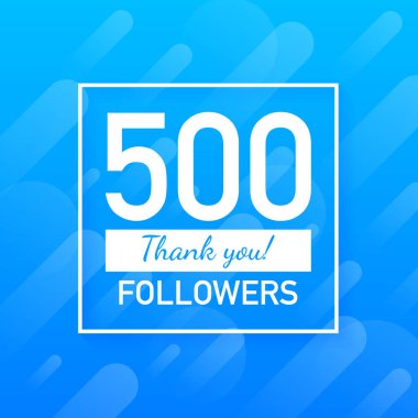 500 takipçileri, teşekkür ederim, sosyal siteler yazısı. Teşekkür takipçileri tebrik kartı. Vektör çizim.