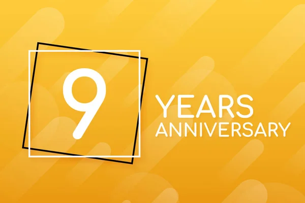 9 anos de emblema aniversário. Ícone de aniversário ou rótulo. 9 anos de celebração e elemento de design de congratulação. Ilustração vetorial . —  Vetores de Stock