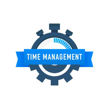 Zaman Yönetimi etiketinin karakteri ve metin yer ile. Web afiş, infographics, kahraman görüntüleri için kullanabilirsiniz. Vektör çizim.