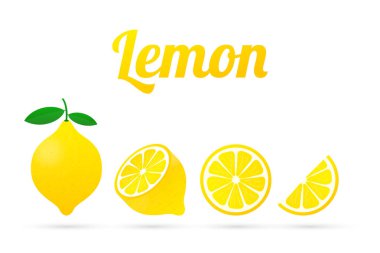 Limon. Beyaz arka plan üzerinde izole sarı limon vektör çizim.