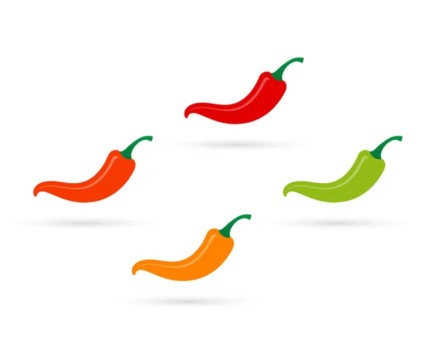 Mexikói jalapeno hot chili paprika. Színek meleg chili paprika készlet. Vektoros illusztráció. — Stock Vector