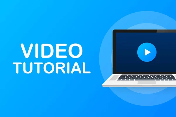 Video tutorials ikon koncepció. Tanulási és tanulási háttér, távoktatás és tudásnövekedés. Videokonferencia és webinar ikon, internet és video szolgáltatások. Vektorillusztráció. — Stock Vector