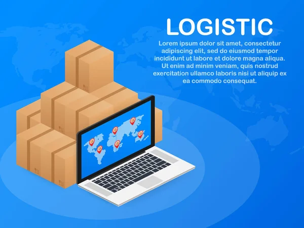 Isometrisk logistik och leverans Infographics. Leverans hem och kontor. Citylogistik. Vektorillustration. — Stock vektor