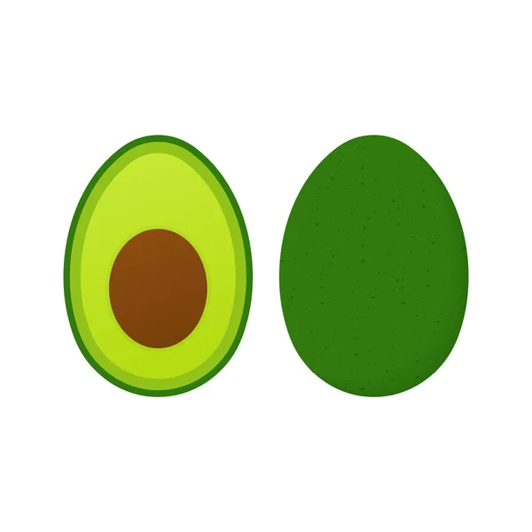 Vers fruit avocado. Realistische vectorillustratie van de avocado's. Hele en geknipte avocado. — Stockvector