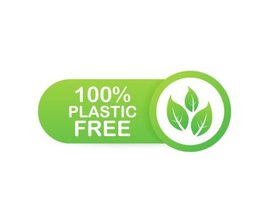 Plastiksiz yeşil simge rozeti. Bpa plastiksiz kimyasal iz. Vektör illüstrasyonu.