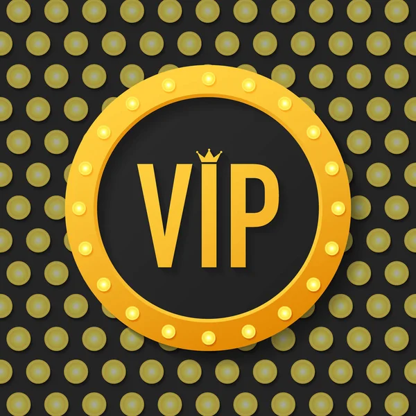 Golden symbol of exclusivity, the label VIP with glitter. Very important person - VIP icon on dark background Sign of exclusivity with bright, Golden glow. Vector illustration. — Stock Vector