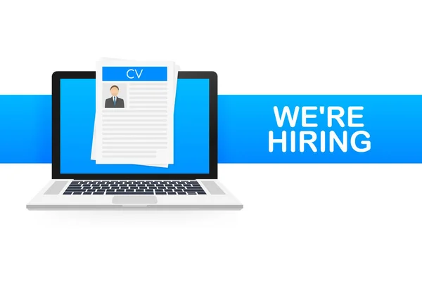 We are hiring. Recruitment concept. Hire workers, choice employers search team for job. Resume icon. Vector illustration.