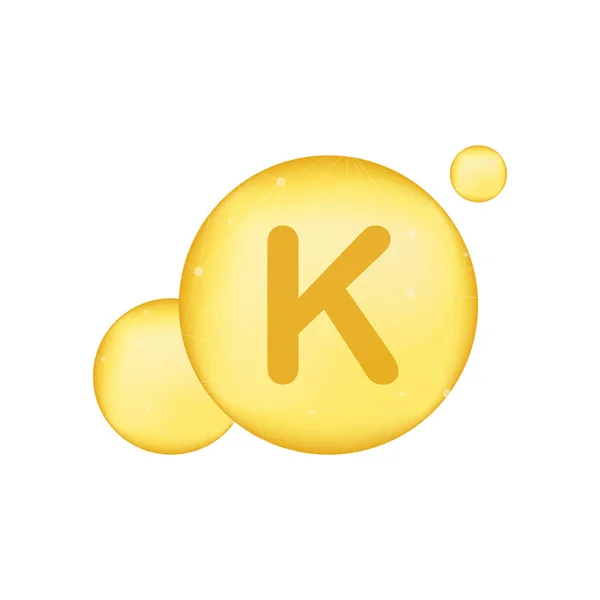 A K-vitamin arany csillogó ikonja. Aszkorbinsav. Vektorillusztráció — Stock Vector