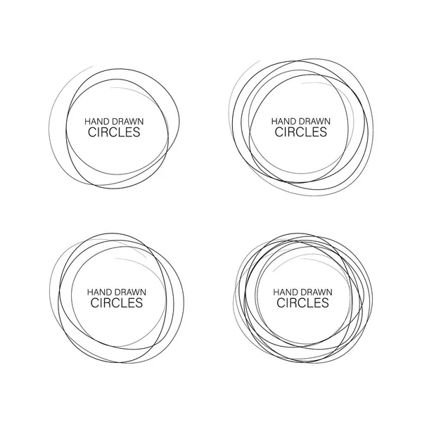 Set hand drawn ovals, felt-tip pen circles. Rough vector frame elements. Vector illustration. — Stock Vector