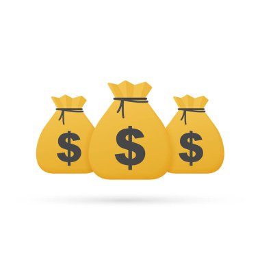 Çanta dolusu para Logo şablonu, para çuvalı. Para para yığın. Vektör çizim