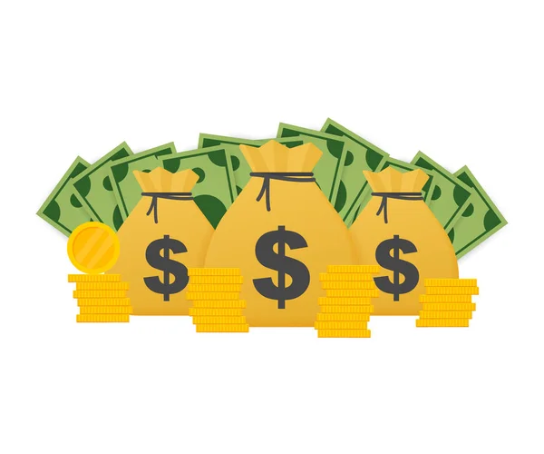 Bag of Money Logo Template, Sack of Money.  Money cash heap. Vector Illustration — Stock Vector