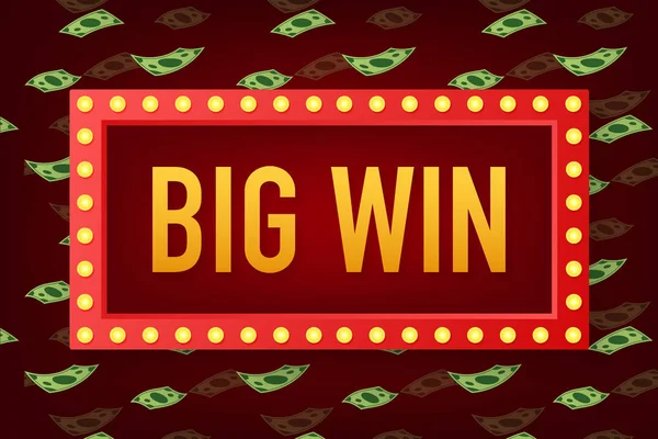 Big Win Casino Banner. Casino, Poker, Slot, Roulette oder Knochen. Vektorillustration. — Stockvektor