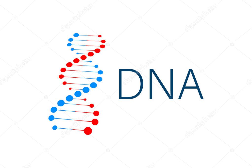 DNA strand symbol. DNA genetics. Vector illustration.