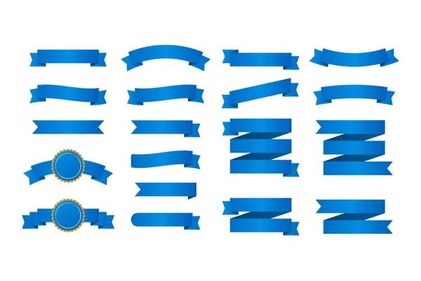 Blauwe linten banners. Set van linten. Vector illustratie. — Stockvector
