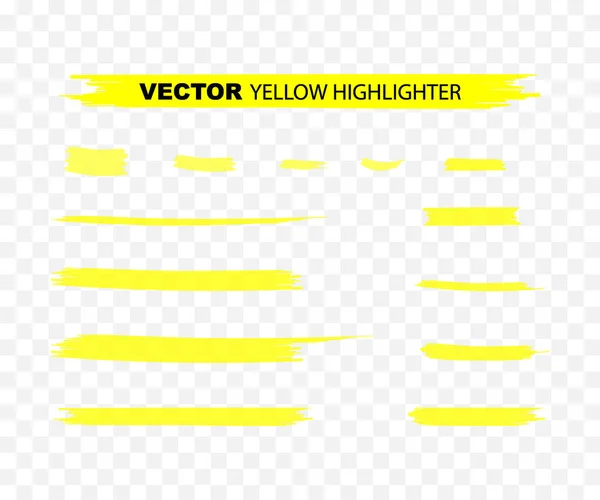 Yellow Highlighter Marker Strokes. Yellow watercolor hand drawn highlight set. Vector illustration. — Stock Vector