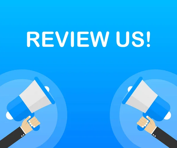Review ons! User rating concept. Reageer en beoordeel US Stars. Business concept. Vector illustratie. — Stockvector