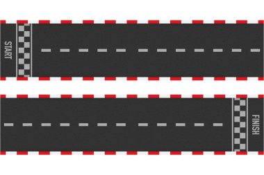 Ralli yarış çizgi iz veya yol işaretleme. Araba ya da karting yol yarış vektör arka plan. Vektör çizim.