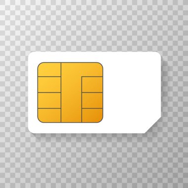 Vektör Mobil cep telefonu SIM kart çip üzerinde arka izole. Vektör çizim.