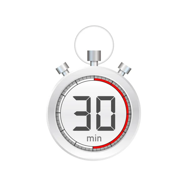 Το 30 λεπτά, stopwatch διάνυσμα εικονίδιο. Εικονίδιο χρονόμετρο σε επίπεδη στυλ, χρονόμετρο στο φόντο χρώμα. Εικονογράφηση διανύσματος. — Διανυσματικό Αρχείο
