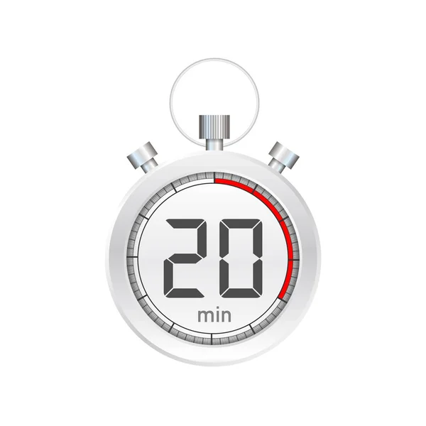 A 20 perc, stopper vektor ikon. Stopwatch ikon lapos stílusban, időzítő színes háttérrel. Vektorillusztráció. — Stock Vector